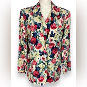 Vintage Brooks Brothers Floral Linen Blazer Vest Set 2 Piece Matching